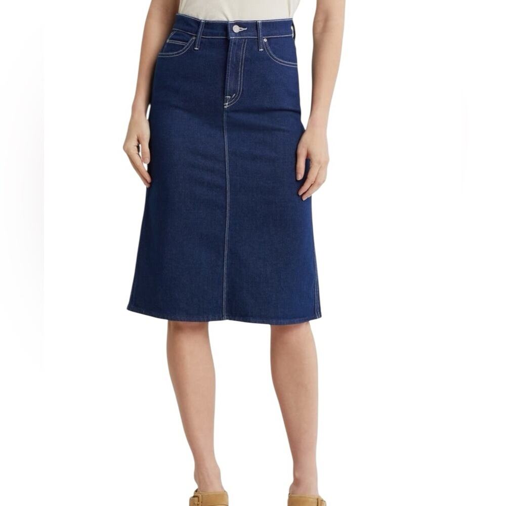 Mother NWTs The Country Swooner Straight A Dark Denim Skirt size 24